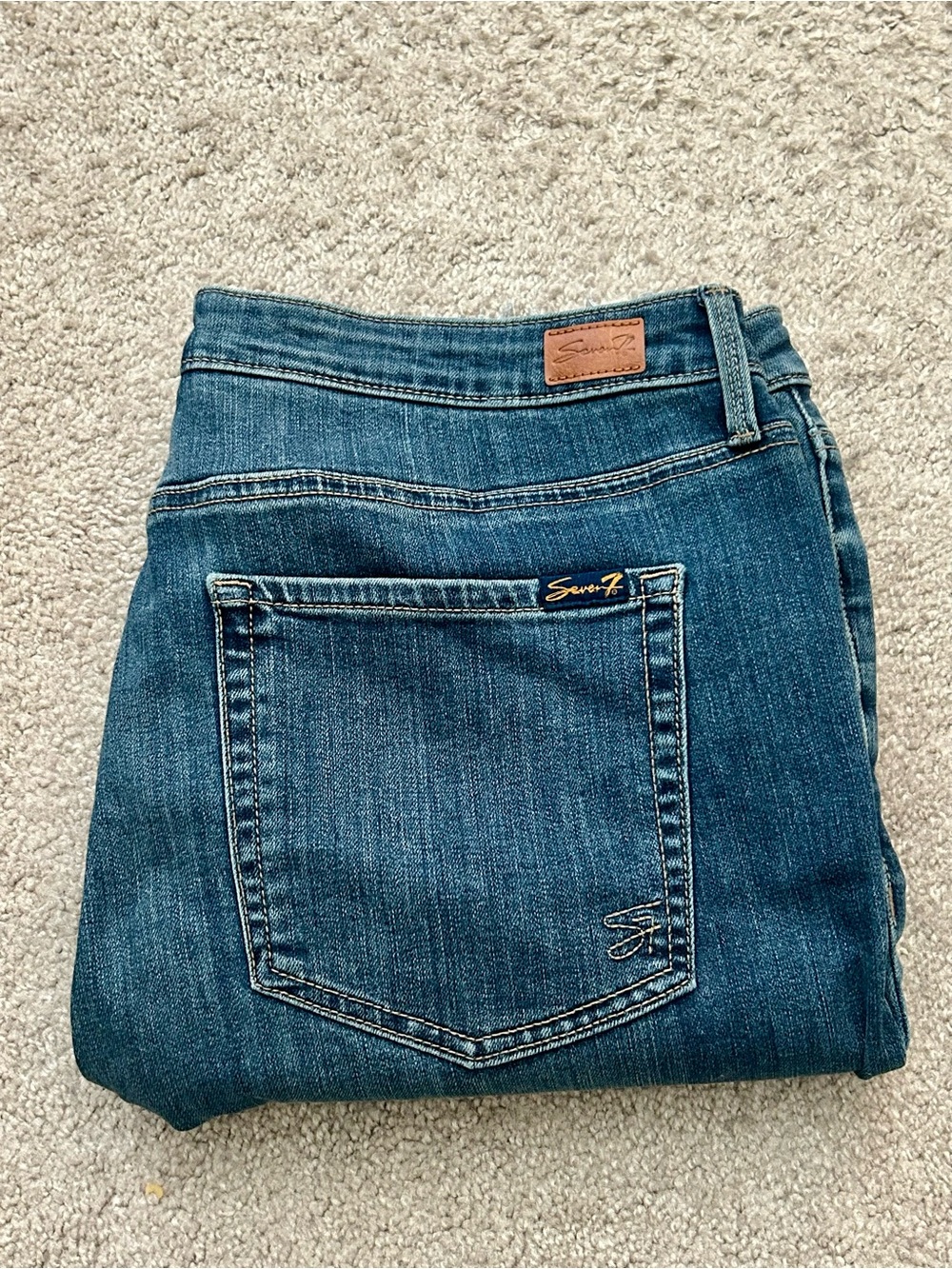 Seven7 Women's Dark Blue Straight Leg Jeans